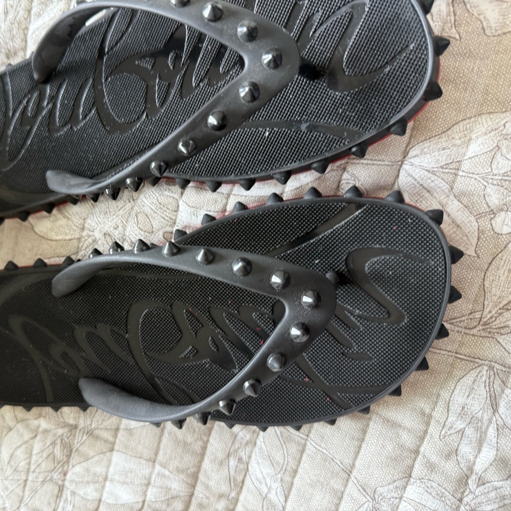 Black Studded Flip Flops